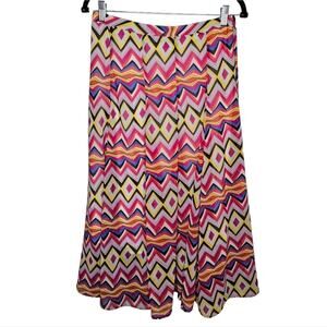 Mix Nouveau New York Colorful Geo Midi Length Elastic Waisted Skirt Large